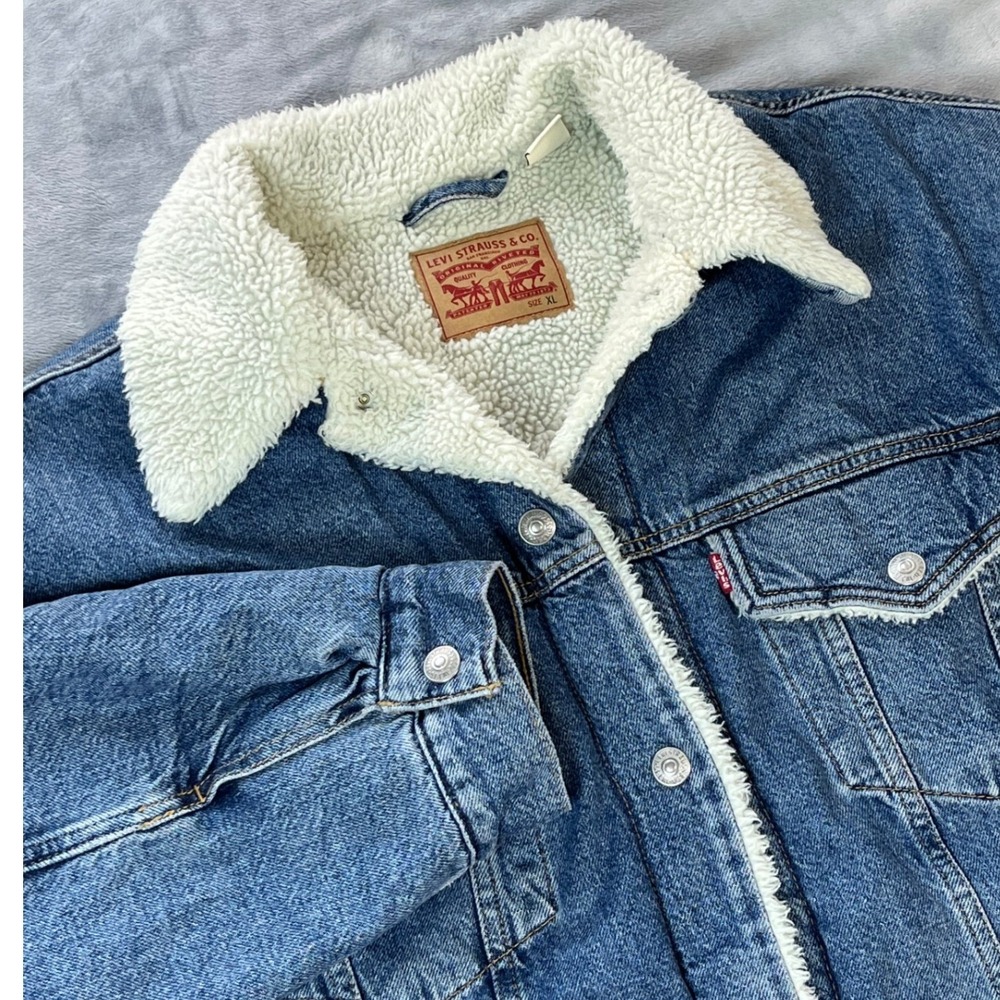 Levi's Blue Denim Sherpa Jacket